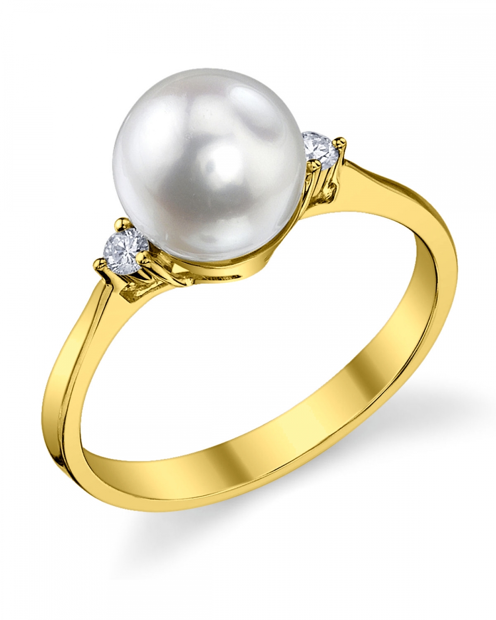 Cultured Freshwater Pearl (9Mm) Button Ring In 14K Gold
